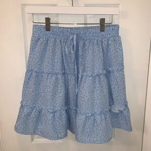 Blue and white floral skirt